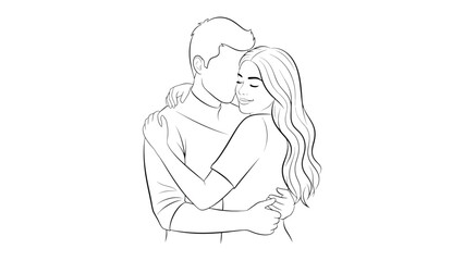 Embracing Love: An illustration of a tender moment as a couple shares an intimate embrace, their silhouettes highlighting the emotional depth of their connection.