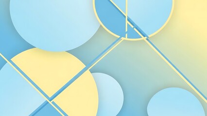 Dynamic Abstract Geometric Composition Featuring Soft Blue and Yellow Circles Intersecting with Clean Lines, Creating a Modern and Vibrant Design for Digital Backgrounds and Contemporary Graphics