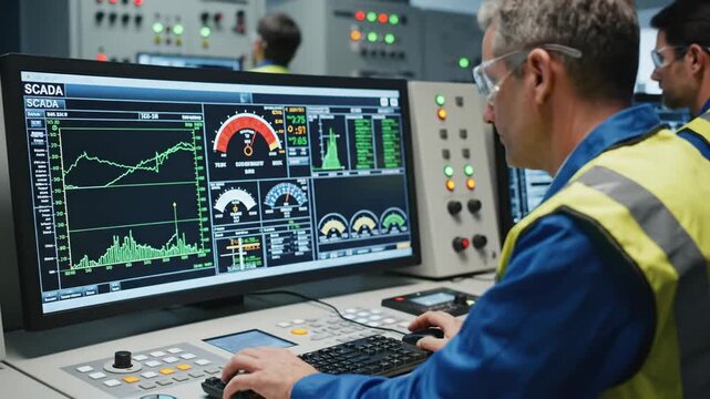 Engineers Monitoring Data on Computer Screen.