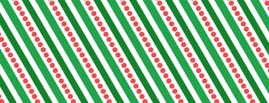 Seamless candy stripe pattern with diagonal red and green lines. Cane pattern with peppermint texture. Flat vector illustration eps 10