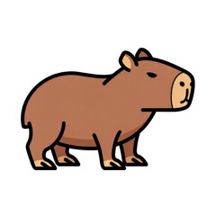 Obraz premium Cartoon Capybara Illustration - Cute Rodent with Brown Fur and Black Outline.