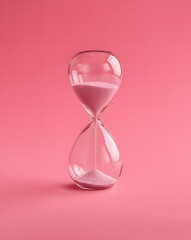 hourglass on pink background