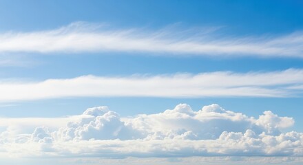 Fototapeta premium Beautiful Blue Sky With Fluffy White Clouds