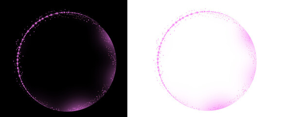 Ethereal purple sparkling sphere contrasting with a vibrant pink abstract ring PNG