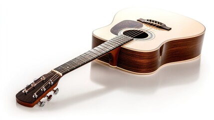 chord. An acoustic guitar displayed in a clean, minimalist style with soft shadows and studio lighting. tutorial guides, club newsletters, designed for sports & leisure club marketing.