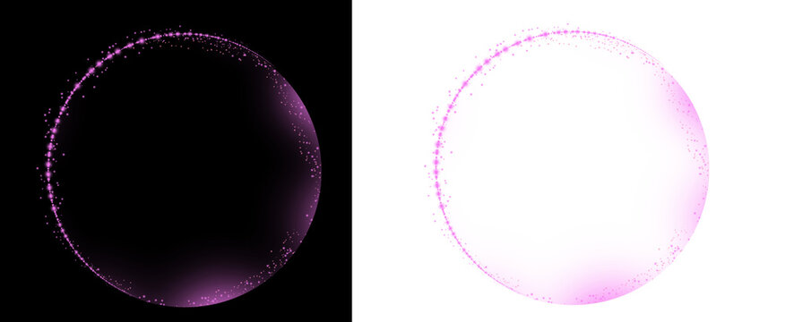 Ethereal purple sparkling sphere contrasting with a vibrant pink abstract ring PNG
