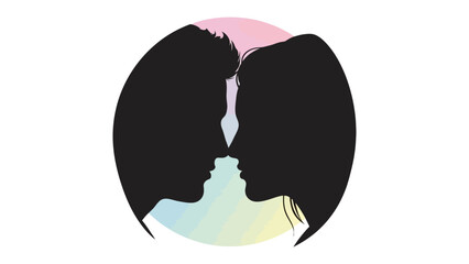 Silhouette Romance: A delicate silhouette of a couple, their faces almost touching, embodies love, intimacy, and the promise of romance, set against a soft, pastel-hued backdrop.