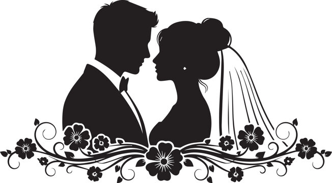 Wedding Couple Silhouette vector flat illustration design