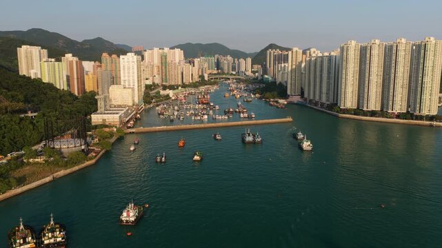Aberdeen Harbour and Ap Lei Chau Aerial Hong Kong