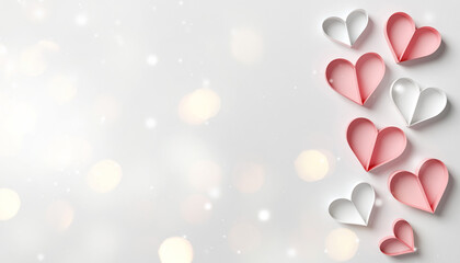 Romantic Red and White Heart Shaped Balloon Bouquet Floating on a Minimal Red Background, Symbol of Love, Valentine’s Day, Romance, and Celebration