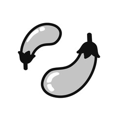 大小２つのなすのモノクロアイコンイラスト　ベクター