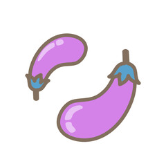 2つのかわいい茄子のアイコンベクターイラスト