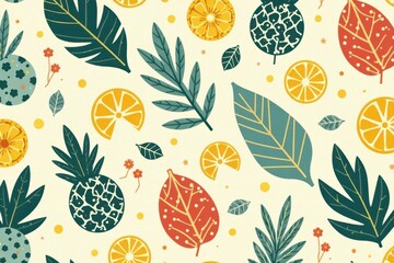 Seamless summer pattern Abstract natural shapes, freehand style Modern minimalist art , colorful, art, abstract