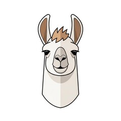 Obraz premium Cute cartoon llama head vector illustration isolated on white background.