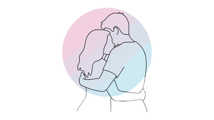 Embrace: A tender embrace, depicting the bond of affection and connection between two individuals, set against a backdrop of soft pastel hues