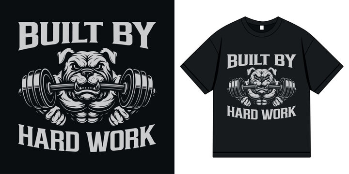 Built by hard work t shirt design. gym graphic for t shirt print and poster. Vector illustration for apparel, clothing and screen printing