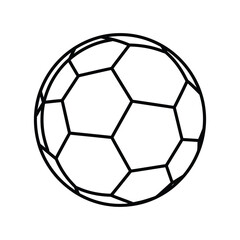 Fototapeta premium Simple black and white line art drawing of a classic soccer ball