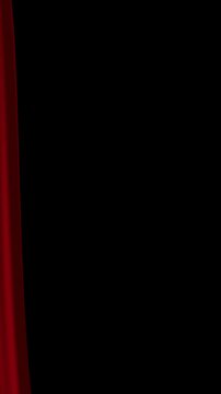 A vertical video with an alpha channel showing a single red curtain opening.  Transparent Background Video. 
Celebration video footage for Christmas, New Year, awards, etc.
