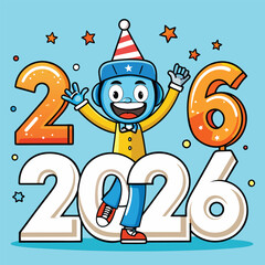 Fototapeta premium Colorful New Year 2026 Celebration Festive Typography Vector