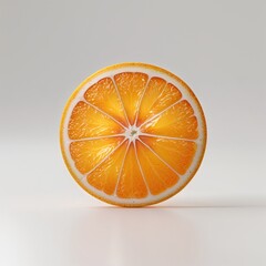 Close-up of Fresh Orange Slice on a Plain White Background for Healthy Eating and Refreshing Food Photos