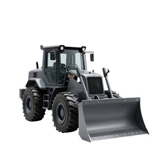 Naklejka premium Grey Construction Loader Illustration with Shovel