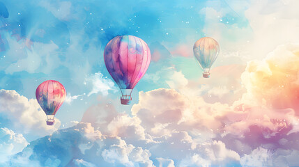 Fototapeta premium whimsical hot air balloons floating in the sky