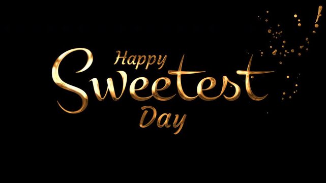 Happy sweetest day in golden cursive on black. Perfect for greeting cards, social media posts, or romantic designs. Great for celebrations.