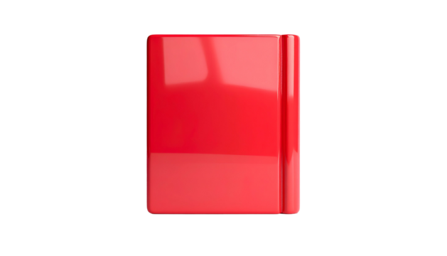 3D render of a glossy red rectangular object on a black background - Powered by Adobe