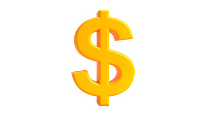 Golden, 3D dollar sign, isolated on a black background, with slight shadows