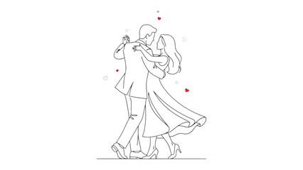 Couple's Graceful Waltz: An illustration capturing the elegance of a couple immersed in a romantic waltz, their figures entwined in a dance of love and harmony.