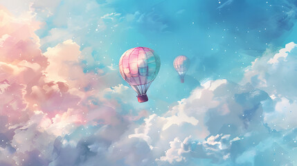 Naklejka premium whimsical hot air balloons floating in the sky