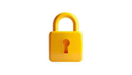Naklejka premium A stylized, cartoonish yellow padlock against a pure black backdrop