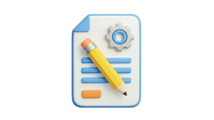 Document with Pencil and Gear Icon for Settings and Editing