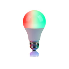 Vibrant smart light bulb with colorful glow on black