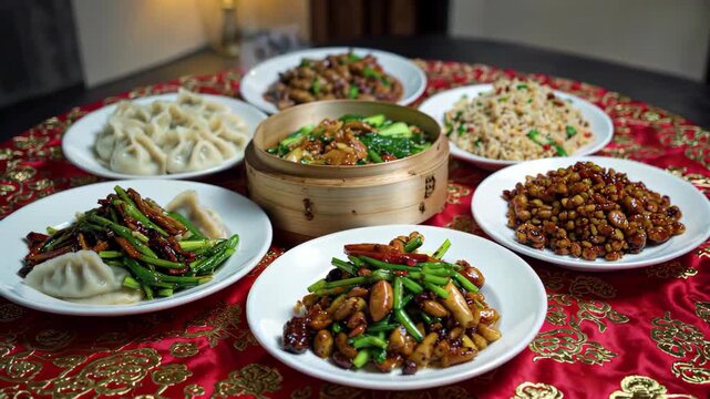Ingredients for Chinese dishes to be placed on the table