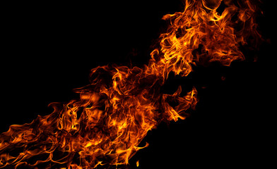Glowing flames on black background. Inferno effect with flame. Flames with dramatic fire background. Burning flame. Intense blazing fire background. Fire abstract background with flame.
