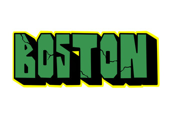textured graffiti letter BOSTON city name isolated blockbuster style design
