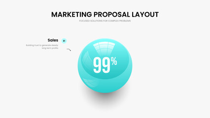 Investor Proposal Presentation Layout Vector Illustration. Consulting Showcase 1 Element Infographic Slideshow Template. Educational Plan One Step Chart Frame Design.