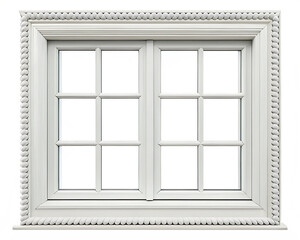 Obraz premium Classic white window frame featuring a decorative rope molding detail and multiple glass panes