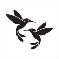 Obraz premium Two Hummingbirds Silhouette Art Illustration Vector Isolated Icon Design