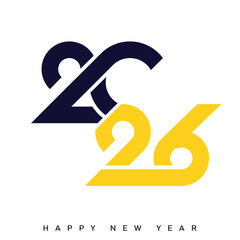 Happy New Year 2026 Creative Minimalist Yellow Typography Poster Design. Vector