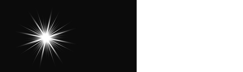 Png glowing horizontal White light beam with radiant lens flare and shine. WhiteLens Flare Light Effect on Black and White Background png