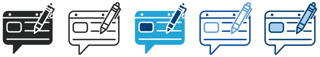 Blog icon set multi style icon set collection vector illustration