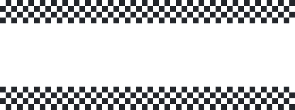 Classic checkered race flag pattern with bold black and white squares, perfect for motorsport designs, finish line graphics, and racing-themed borders.