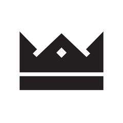 Bold, black silhouette of a highly stylized royal crown with geometric points and curves, which gives it a distinctly modern look. Related to authoritative, majestic royalty symbolism, luxury, success