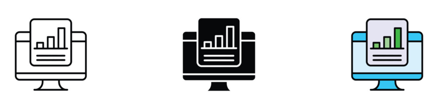 Statistics icon vector. Online data analysis and reporting symbol. vector illustration.
