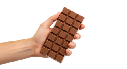 Hand holding large chocolate bar