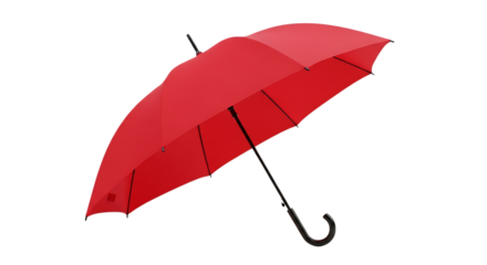 Bright red umbrella with black handle
