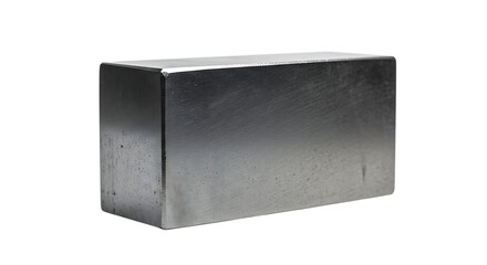 Smooth metal block on white background