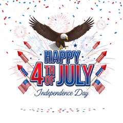 Vibrant 4th of July celebration with eagle and fireworks